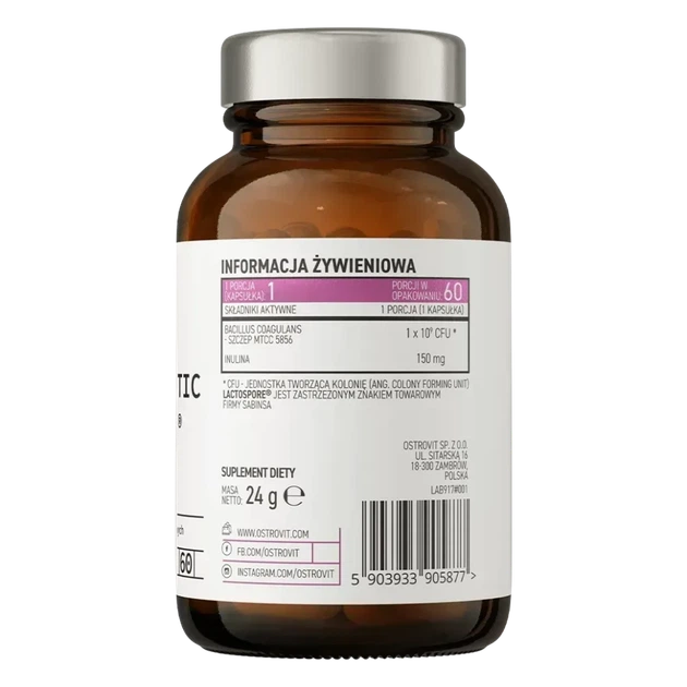 Пробіотик LactoSpore Ostrovit Pharma PRO-60 BIOTIC LactoSpore 60 капсул (OST-05877) - изображение 3