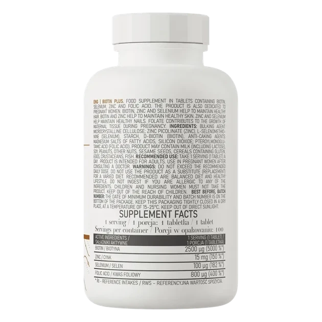 Біотин Плюс Ostrovit Biotin Plus 100 таблеток (OST-25075) - изображение 3