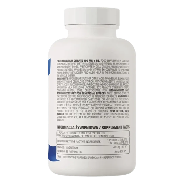 Магній Цитрат Ostrovit + B6 Magnesium Citrate 400 мг + B6 90 таблеток (OST-29516) - зображення 3