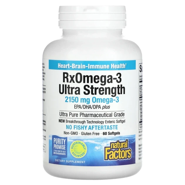 Natural Factors, RxOmega-3, омега-3 кислоти посиленої дії, 60 капсул (1075 мг у капсулі) (NFS-35490) - Фото 3 Natural Factors, RxOmega-3, омега-3 кислоти посиленої дії, 60 капсул (1075 мг у капсулі) (NFS-35490) - зображення 3