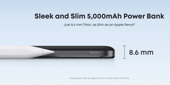 Ультратонкий магнитный внешний аккумулятор Anker Nano Air 2 5000 мАч для iPhone, вес 118 г, с MagSafe - изображение 9
