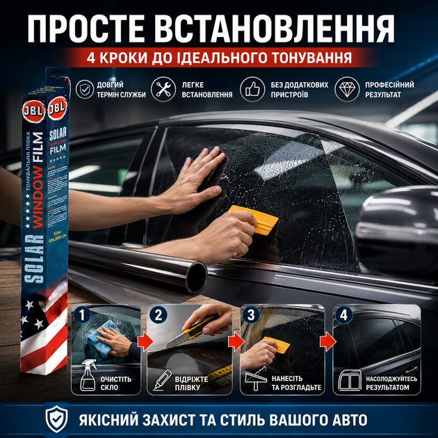 Плівка тонувальна JBL 0.5x3m чорна плівка для автомобіля захист від сонця антиабразивна SK_50B300А12 - зображення 3