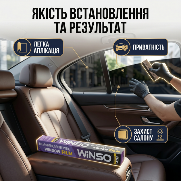 Пленка тонировочная Winso 50*300см черная для автомобилей защита от ультрафиолета термопленка SK_350330А12 - изображение 2