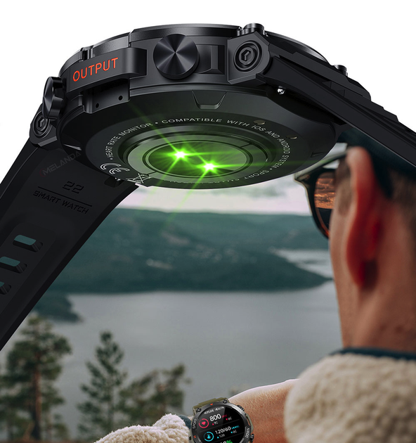 Смарт-годинник LEMFO K56Pro Green (тонометр, пульсометр, кисень у крові, дзвінки) - зображення 8