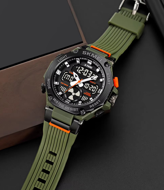 Чоловічий годинник SKMEI 2223AG кварцовий 30 м 45 мм Army Green - зображення 3