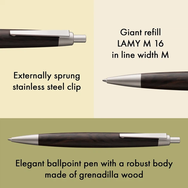 Ручка кулькова LAMY 2000 чорна wood M16 чорний стрижень (4029642) - изображение 4