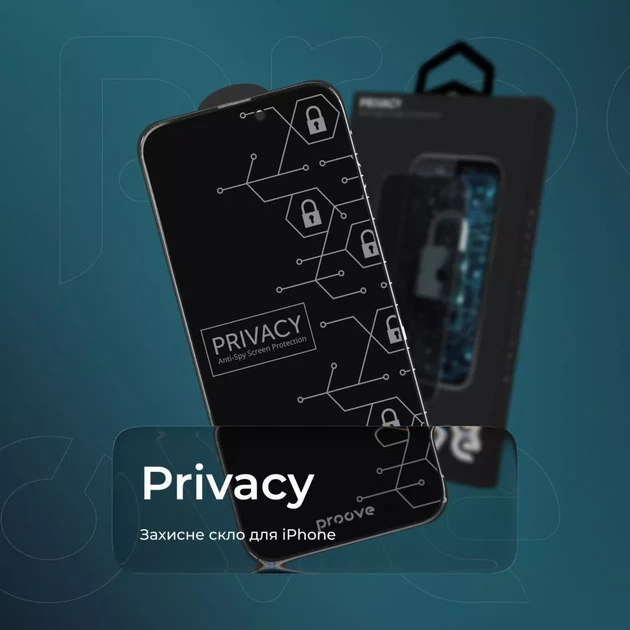 Защитное стекло Proove Privacy iPhone 16 Pro Max black (PGPPRI16PM01) - Фото 6 Защитное стекло Proove Privacy iPhone 16 Pro Max black (PGPPRI16PM01) - изображение 6