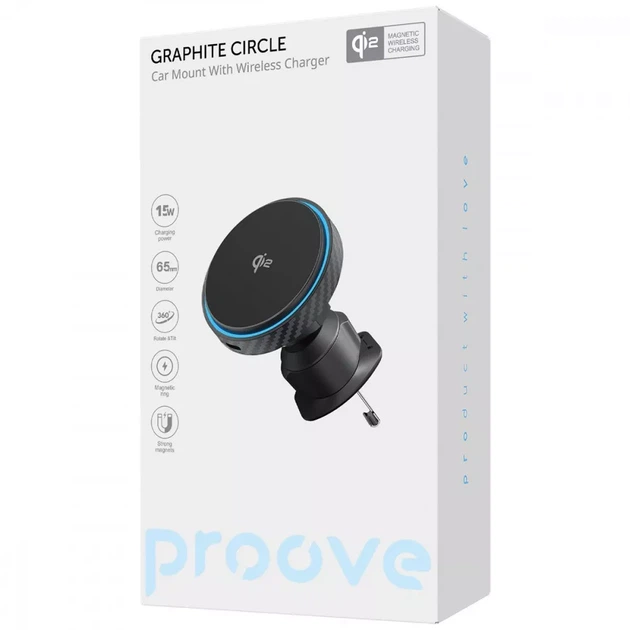 Автотримач з бездротовою зарядкою Proove Titanium Circle Qi2 15W black (WHTC15010003) - зображення 4