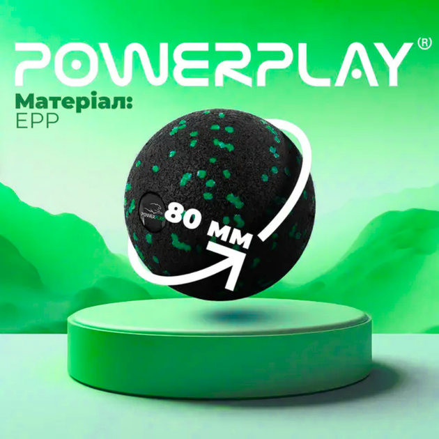Набор массажных мячиков PowerPlay 4007 EPP Massage Ball Черно-Зеленые 3 шт (PP_4007_Bl/Green) - изображение 2