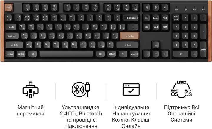 Клавиатура беспроводная Keychron K10 HE Magnetic Switch Black RGB (K10H-F1-UA) - изображение 8