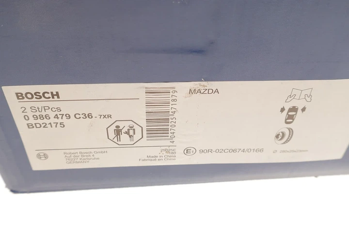 Гальмівний диск BOSCH 0986479C36 Mazda CX-3, 3 B45A33251A, BJS733251A, BKC333251 - Фото 8 Гальмівний диск BOSCH 0986479C36 Mazda CX-3, 3 B45A33251A, BJS733251A, BKC333251 - изображение 8