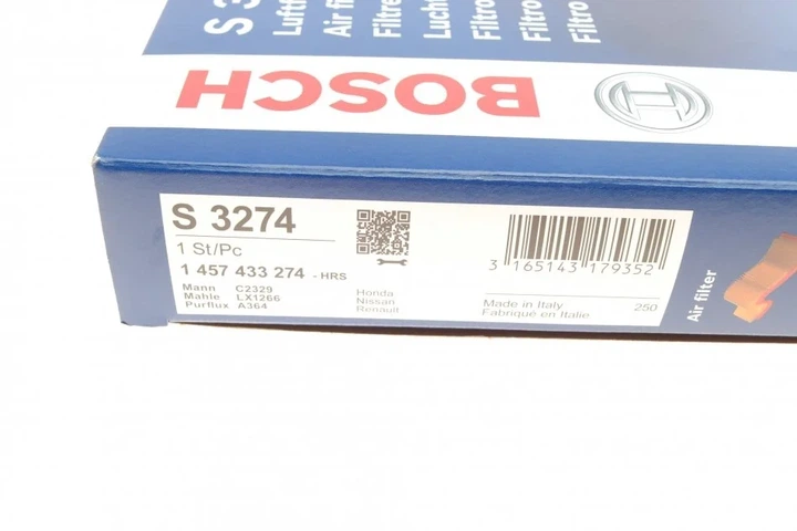 Повітряний фільтр BOSCH 1 457 433 274 Nissan X-Trail, Almera, Juke, Primera; Honda Civic; Subaru Legacy; Renault Kaleos; Infiniti FX, M, Q, QX 1651673C10, 17220P2CY011, 1654673610 - изображение 7