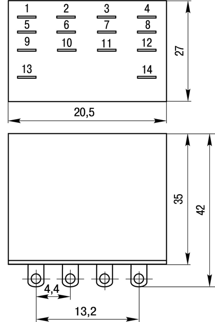 Реле проміжне e.control.p341, 3 А, 12 В DC, на 4 групи контактів E.Next i.my4.12dc - зображення 2