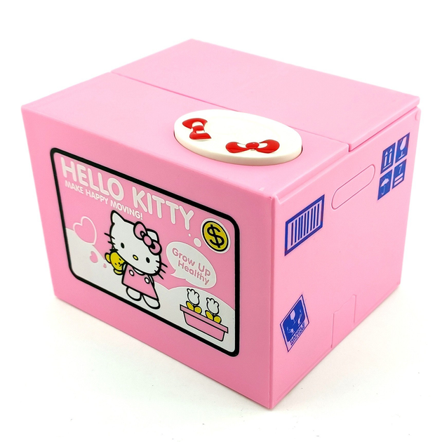 Интерактивная копилка Hello Kitty Piggy Bank розовая + милый медвежонок + звук при добавлении монеты - изображение 7