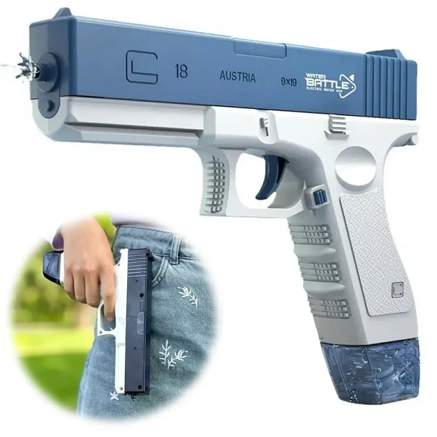 Водяной пистолет электрический на аккумуляторе Glock Electric Water Gun Blue - изображение 6