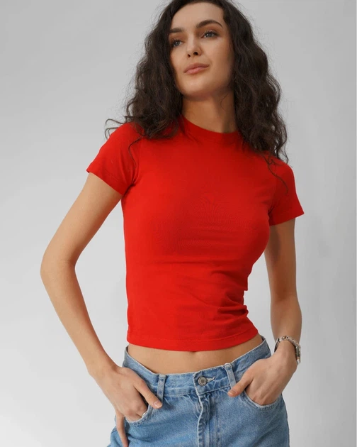 Футболка жіноча приталена Slim Standart CRC FS-261-14 M - Фото 1 Футболка жіноча приталена Slim Standart CRC FS-261-14 M - изображение 1