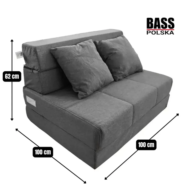 Розкладний двомісний диван Bass Polska BH31021, 2‑в‑1, сірий - зображення 6