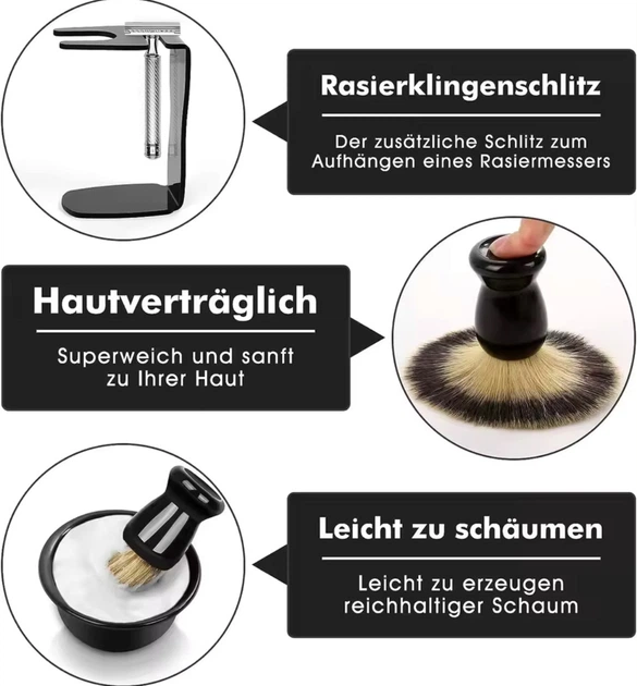 Набор для бритья (набор для барбера, для парикмахера, barber, ванночка, кисточка помазок, подставка, коротце) - Фото 4 Набор для бритья (набор для барбера, для парикмахера, barber, ванночка, кисточка помазок, подставка, коротце) - изображение 4