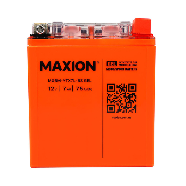 Гелиевый мото аккумулятор 12V 7Ah MAXION YTX7L-BS GEL для скутера мопеда 113x70x130 мм - изображение 2