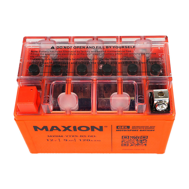 Гелиевый мото аккумулятор MAXION YTX9-BS 12V 9Ah для скутера мопеда GEL - изображение 3