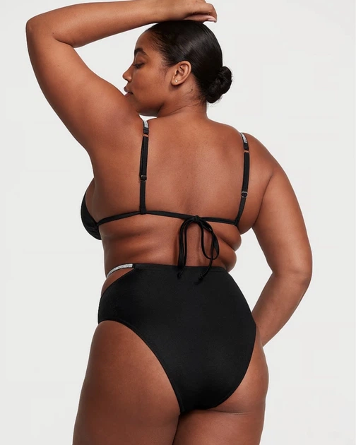 Купальник Victoria’s Secret Very Sexy Shine Trim Push-Up Bikini Top Чорний 32DD+S - изображение 5