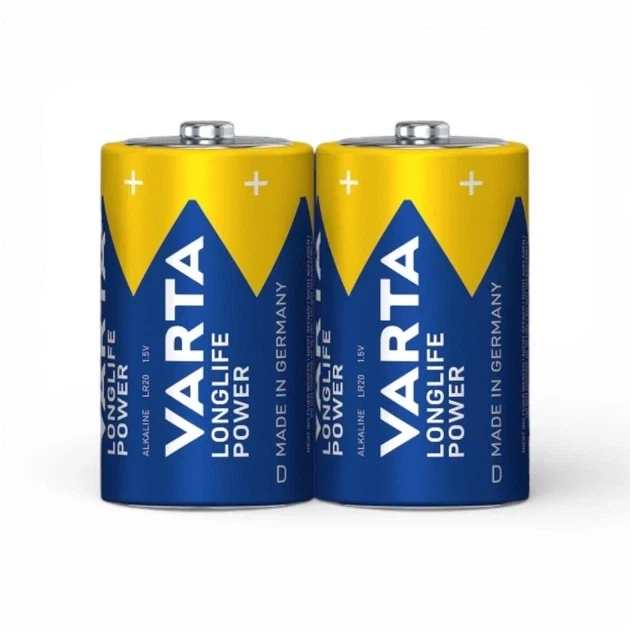 Батарейки VARTA Longlife Power D (LR20) 1.5V Alkaline, щелочные, тип D, набор 2 шт - Фото 3 Батарейки VARTA Longlife Power D (LR20) 1.5V Alkaline, щелочные, тип D, набор 2 шт - изображение 3