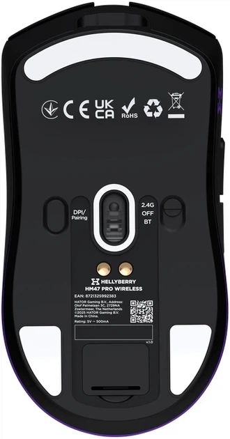 Миша Hator Hellyberry HM47 Pro RGB Wireless/Bluetooth/USB Black-Violet - Фото 10 Миша Hator Hellyberry HM47 Pro RGB Wireless/Bluetooth/USB Black-Violet - изображение 10