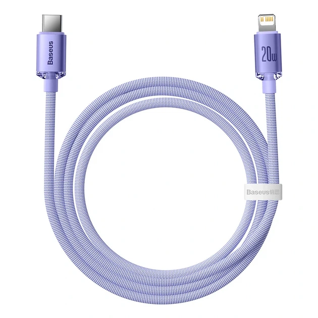 Кабель Baseus Crystal Shine Series Fast Charging Data Cable Type-C to iP 20W 1.2m Purple - Фото 5 Кабель Baseus Crystal Shine Series Fast Charging Data Cable Type-C to iP 20W 1.2m Purple - изображение 5