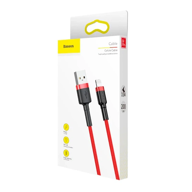 Кабель Baseus Cafule Cable USB For Lightning 1.5A 2m Red+Red - Фото 2 Кабель Baseus Cafule Cable USB For Lightning 1.5A 2m Red+Red - изображение 2