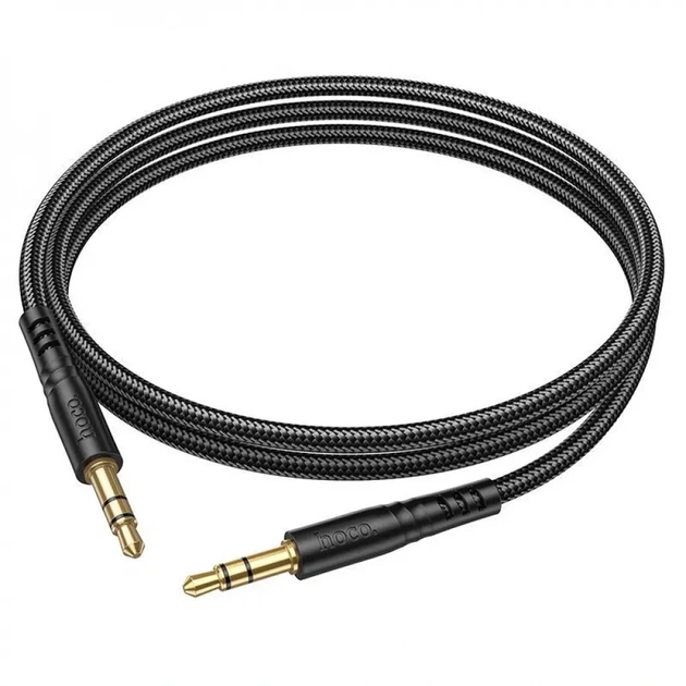 Аудіокабель HOCO UPA24 3.5mm male to 3.5mm male, nylon braid, 1m, Black - зображення 5