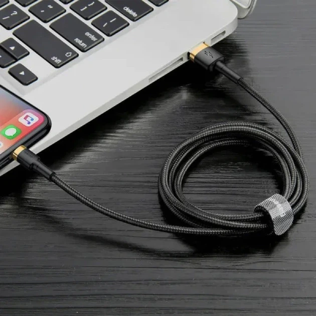 Кабель Baseus Cafule Cable USB For Lightning 1.5A 2m Gold+Black - зображення 11