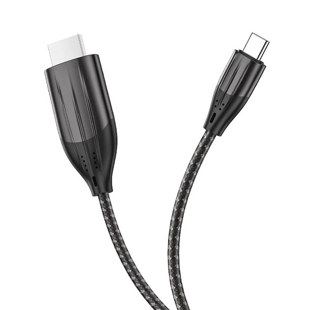 Кабель HOCO UA16 Type-C to HDTV HD on-screen cable Metal Gray - Фото 2 Кабель HOCO UA16 Type-C to HDTV HD on-screen cable Metal Gray - зображення 2