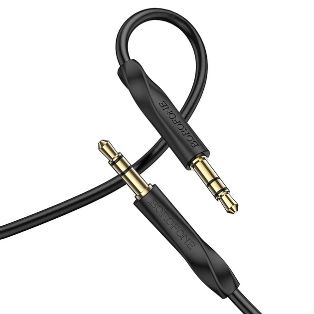 Аудіокабель BOROFONE BL16 3.5mm male to 3.5mm male, PVC, 1m, Black - зображення 3