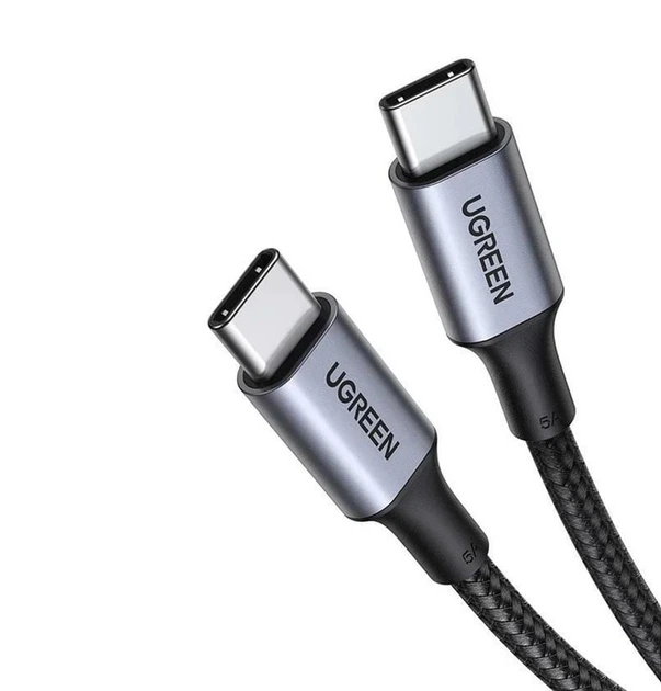 Кабель UGREEN US316 USB-C Cable Aluminum Case with Braided 2m (Black) (UGR-70429) - Фото 3 Кабель UGREEN US316 USB-C Cable Aluminum Case with Braided 2m (Black) (UGR-70429) - изображение 3