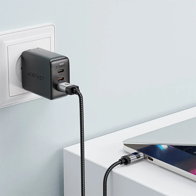 Кабель ACEFAST C15-04 USB-A to USB-C zinc alloy digital display braided charging data cable Black - Фото 5 Кабель ACEFAST C15-04 USB-A to USB-C zinc alloy digital display braided charging data cable Black - изображение 5