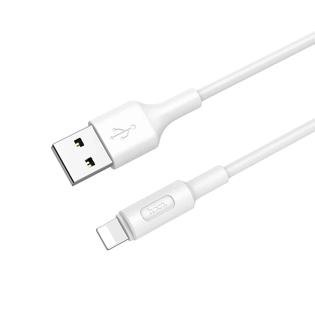 Кабель HOCO X25 USB to iP 2A, 1m, PVC, PVC connectors, White - изображение 3