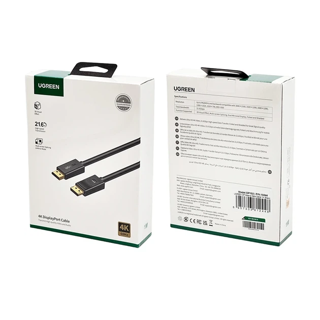 Кабель UGREEN DP Male to Male Cable 1m (Black) - Фото 2 Кабель UGREEN DP Male to Male Cable 1m (Black) - изображение 2