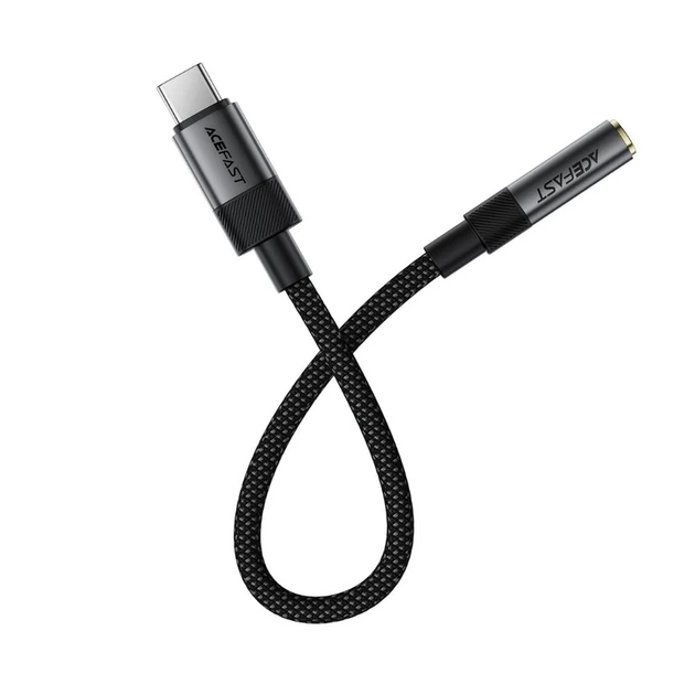 Аудіокабель ACEFAST J12 Type-C to 3.5mm female, nylon braid, 0,15m, Black - Фото 4 Аудіокабель ACEFAST J12 Type-C to 3.5mm female, nylon braid, 0,15m, Black - изображение 4