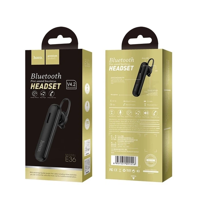 Bluetooth гарнітура HOCO E36 Free sound business wireless headset Black - изображение 2