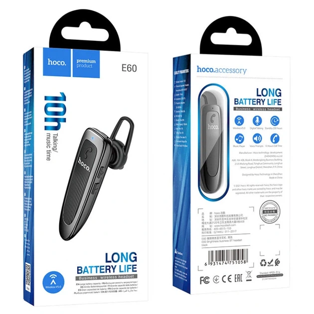 Bluetooth гарнітура HOCO E60 Brightness business BT headset Black - изображение 2