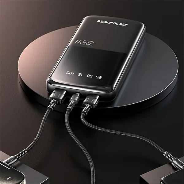Повербанк AWEI P10K 10000 мАг 22.5 Вт швидка зарядка 2 USB та 1 Type-C чорний (10513) - зображення 8