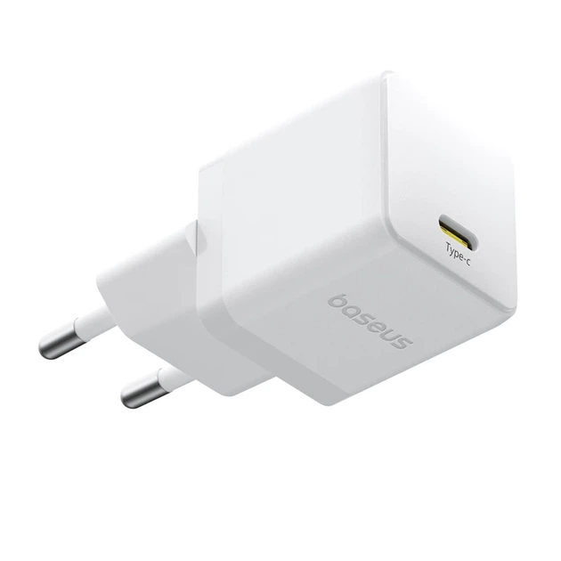 Мережевий зарядний пристрій з кабелем Baseus Palm Fast Charger 1C 20W EU Moon White (with Baseus Cable USB-C to USB-C 1m Moon White) - изображение 3