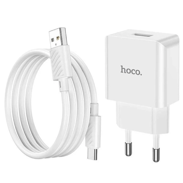 Мережевий зарядний пристрій з кабелем HOCO C106A Leisure single port charger set(Type-C) White - Фото 3 Мережевий зарядний пристрій з кабелем HOCO C106A Leisure single port charger set(Type-C) White - зображення 3