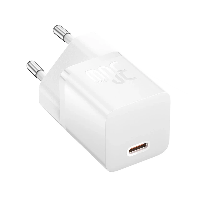 Мережевий зарядний пристрій з кабелем Baseus GaN5 Fast Charger(mini) 1C 30W EU Moon White(With: Fast Charging Data Cable Type-C) - Фото 4 Мережевий зарядний пристрій з кабелем Baseus GaN5 Fast Charger(mini) 1C 30W EU Moon White(With: Fast Charging Data Cable Type-C) - изображение 4