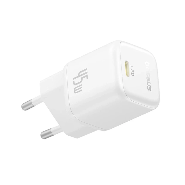 Мережевий зарядний пристрій Baseus PicoGo GaN Fast Charger 1C 45W EU Moon White - Фото 6 Мережевий зарядний пристрій Baseus PicoGo GaN Fast Charger 1C 45W EU Moon White - зображення 6
