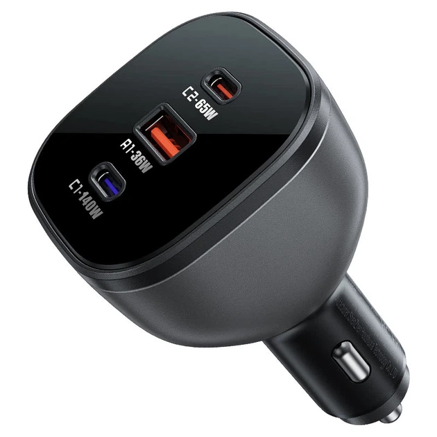Автомобільний зарядний пристрій ACEFAST B14 165W (2*USB-C+USB-A) 3-port car charger Black - Фото 3 Автомобільний зарядний пристрій ACEFAST B14 165W (2*USB-C+USB-A) 3-port car charger Black - изображение 3