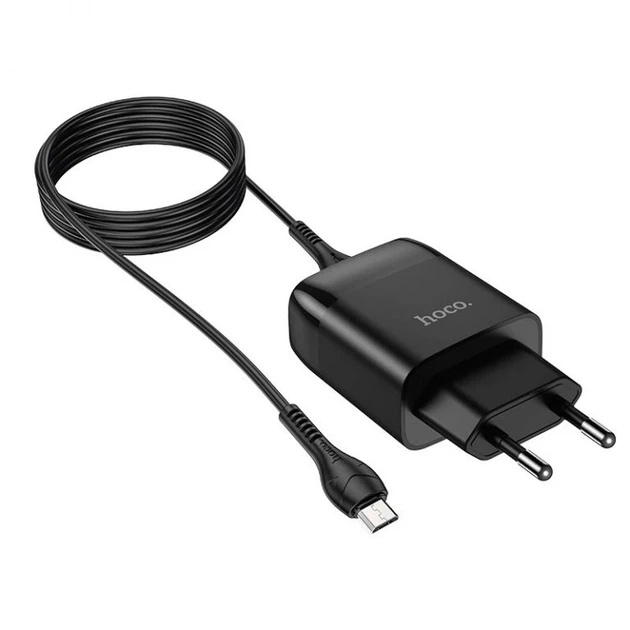 Мережевий зарядний пристрій з кабелем HOCO C72Q Glorious single port QC3.0 charger set(Micro) 18W Black - зображення 4