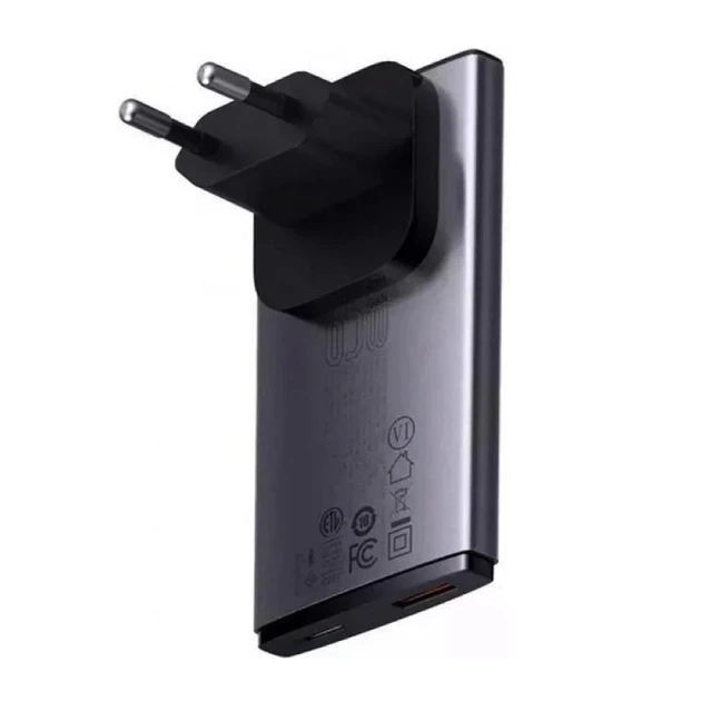 Мережевий зарядний пристрій з кабелем Baseus GaN5 Pro Ultra-Slim Fast Charger C+U 65W Gray((With Mini White Cable C to C 100W(20V/5A) 1m Black) - Фото 3 Мережевий зарядний пристрій з кабелем Baseus GaN5 Pro Ultra-Slim Fast Charger C+U 65W Gray((With Mini White Cable C to C 100W(20V/5A) 1m Black) - изображение 3
