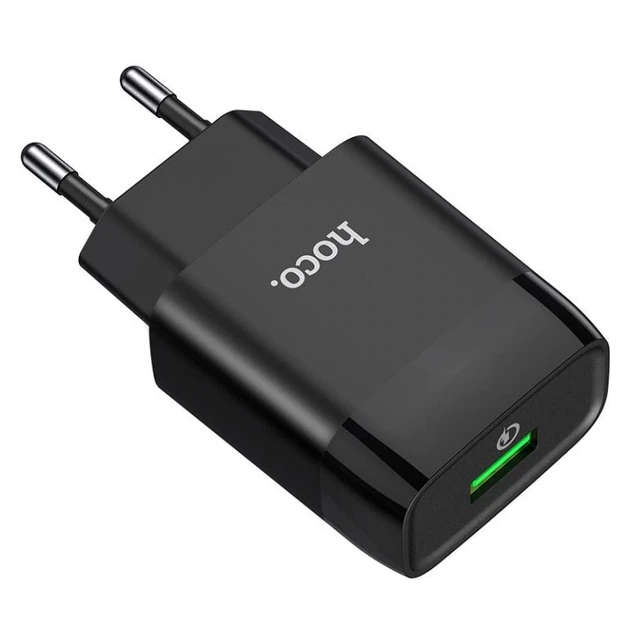 Мережевий зарядний пристрій HOCO C72Q Glorious single port QC3.0 charger 18W Black - зображення 2