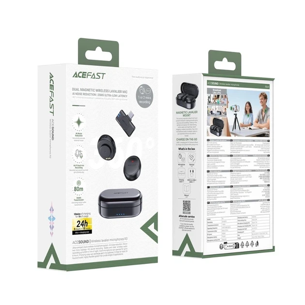 Бездротова мікрофонна система ACEFAST R3 dual-mic (Type-C) Black - изображение 2